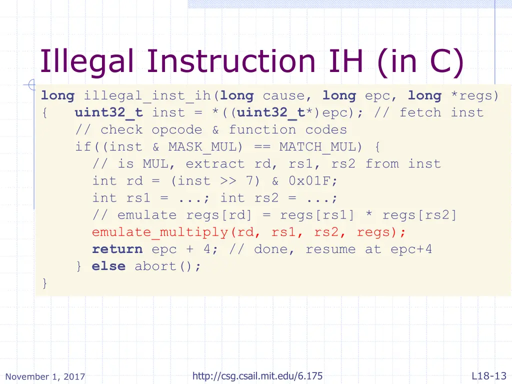 illegal instruction ih in c