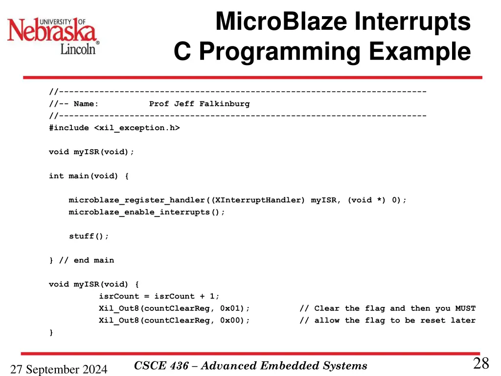 microblaze interrupts c programming example