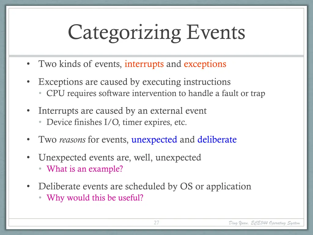 categorizing events