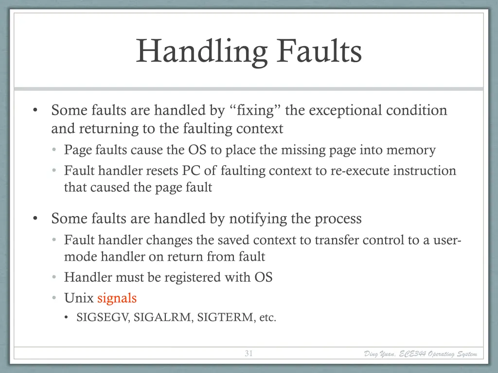 handling faults