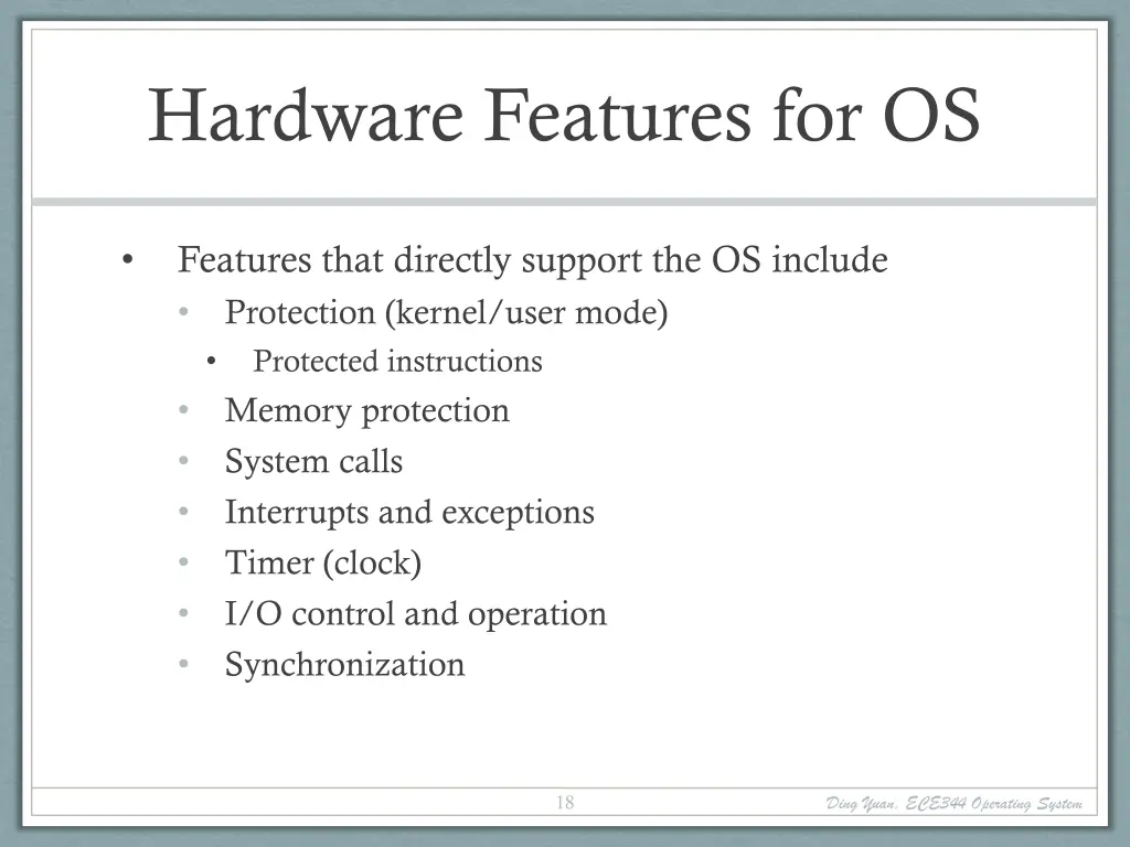 hardware features for os