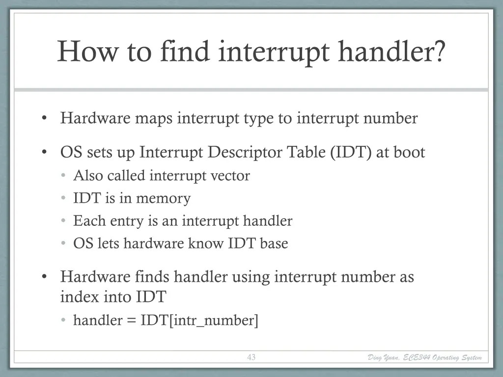 how to find interrupt handler