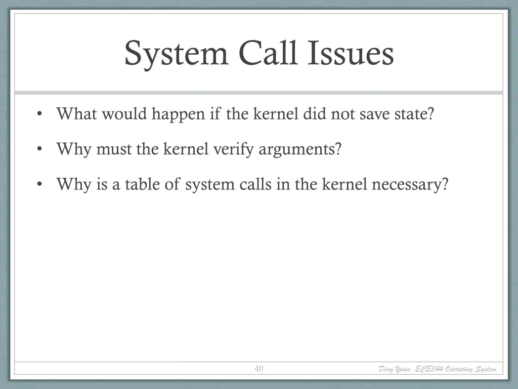 system call issues