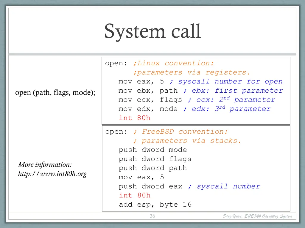 system call