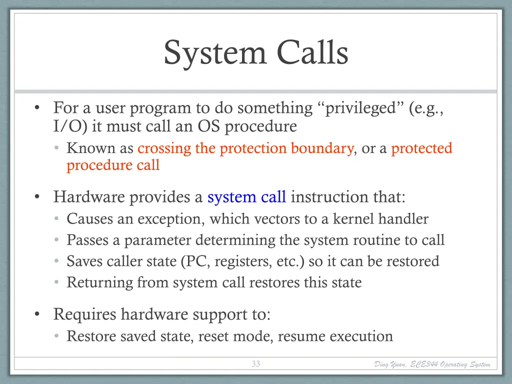 system calls