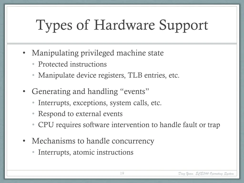 types of hardware support