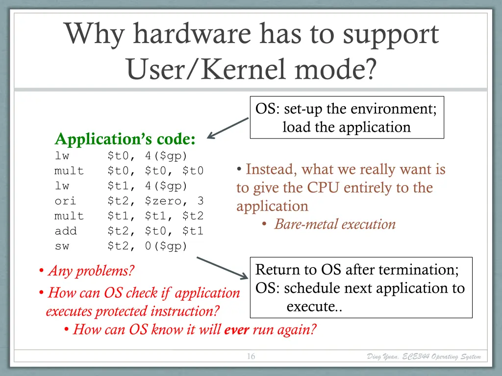 why hardware has to support user kernel mode 3