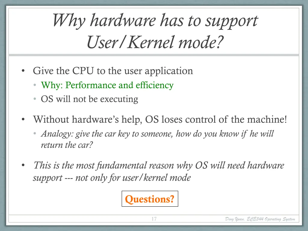 why hardware has to support user kernel mode 4