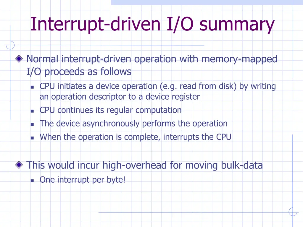 interrupt driven i o summary