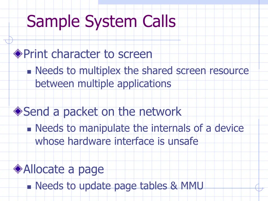 sample system calls