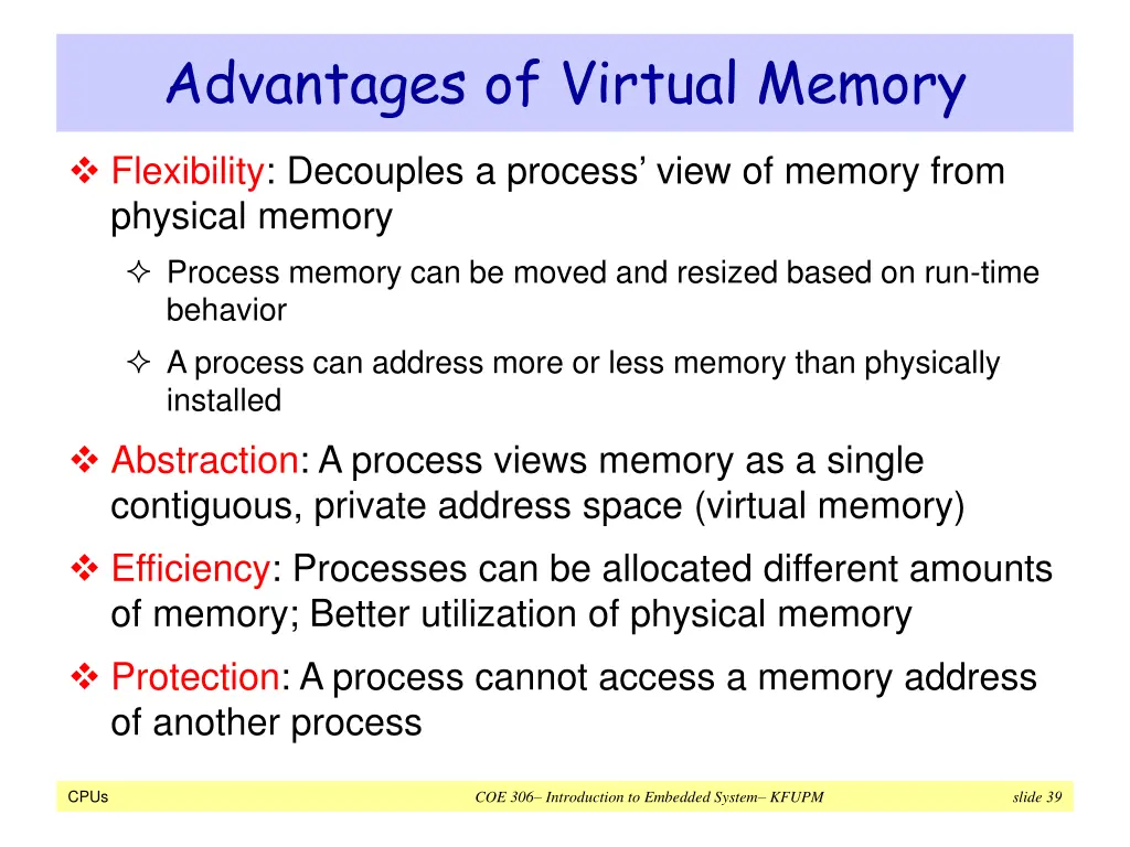 advantages of virtual memory