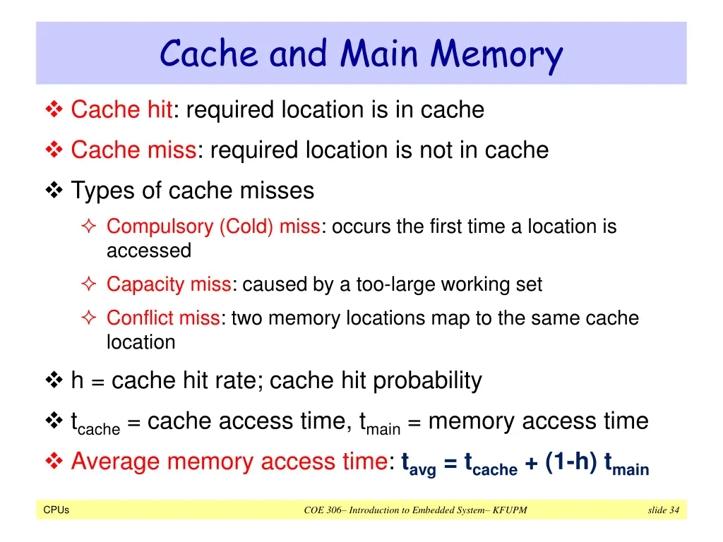 cache and main memory