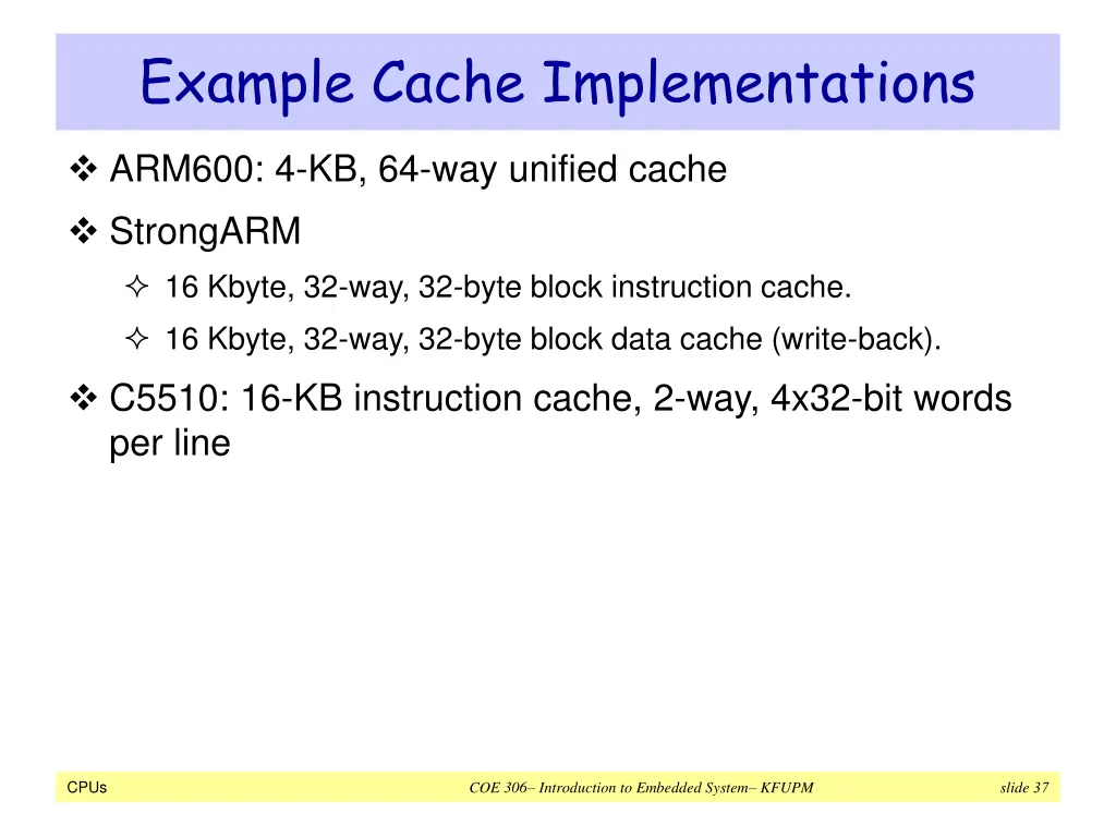 example cache implementations