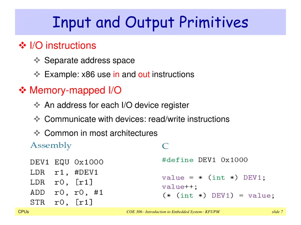 input and output primitives