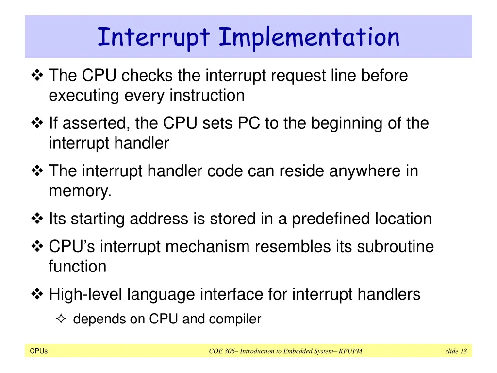 interrupt implementation