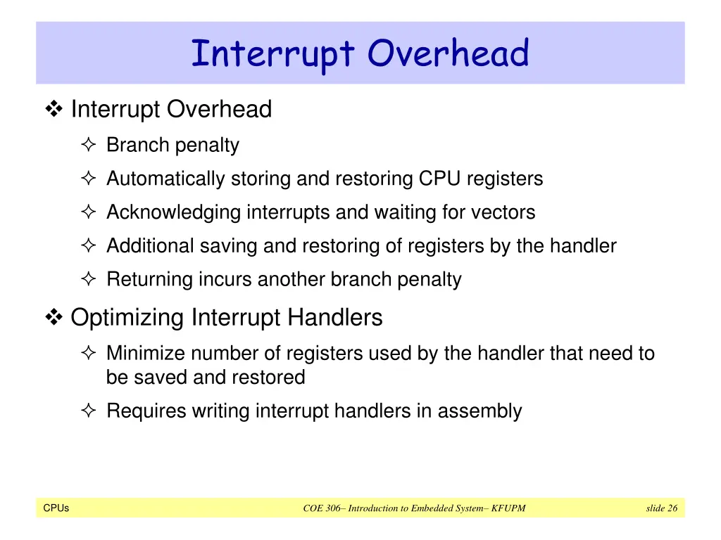 interrupt overhead