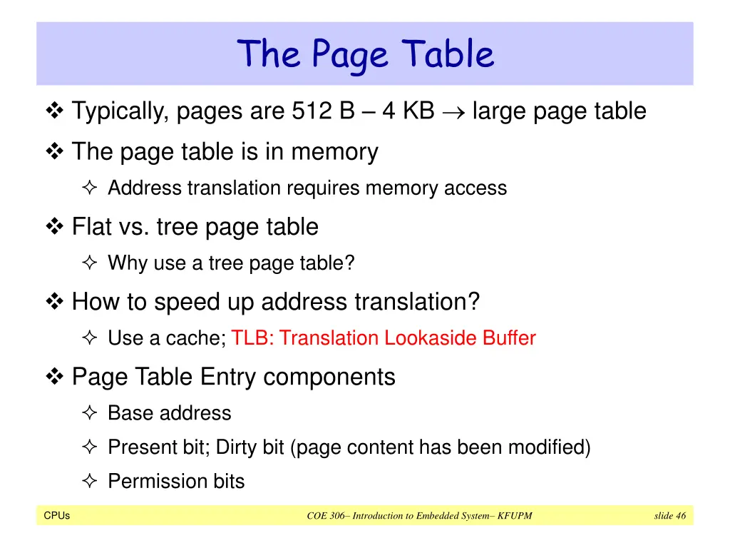 the page table