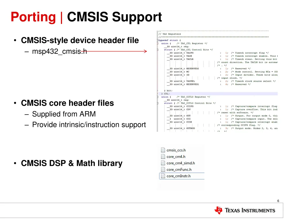 porting cmsis support