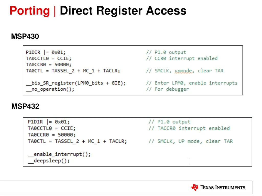 porting direct register access