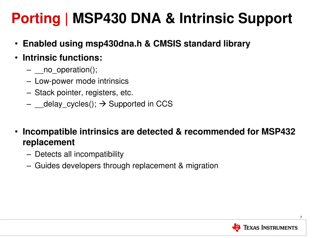 porting msp430 dna intrinsic support