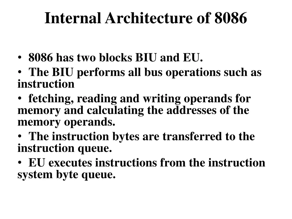 internal architecture of 8086