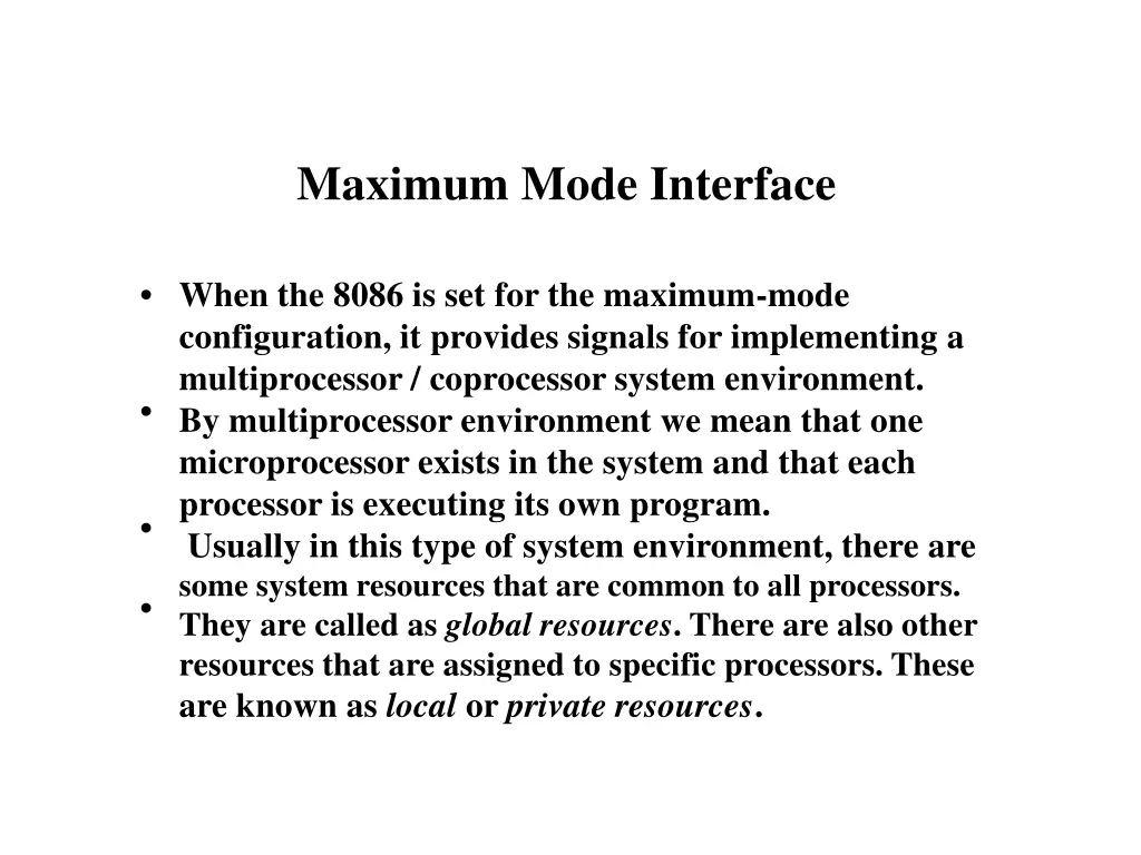 maximum mode interface