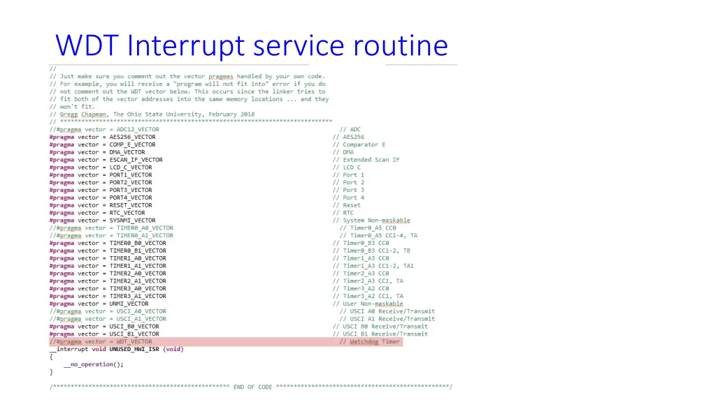 wdt interrupt service routine