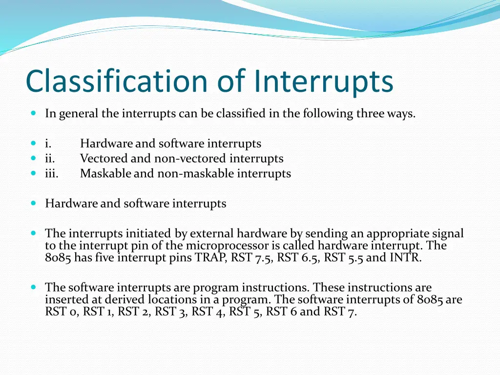 classification of interrupts