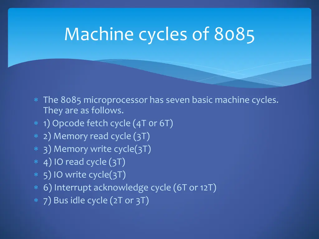 machine cycles of 8085