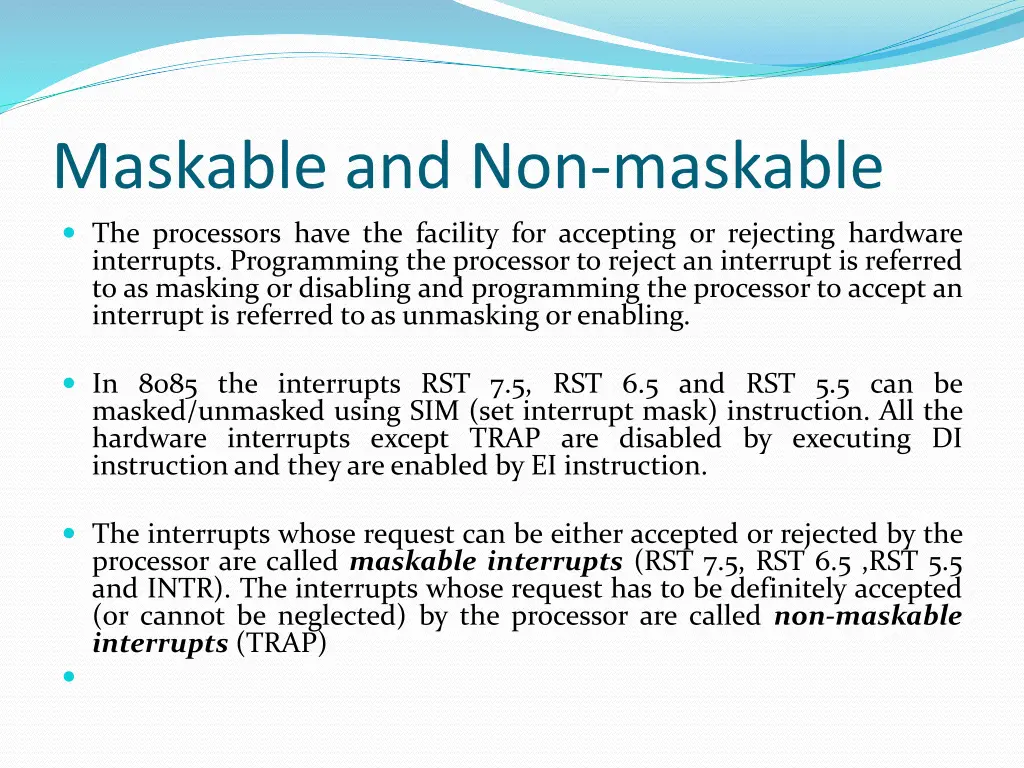 maskable and non maskable