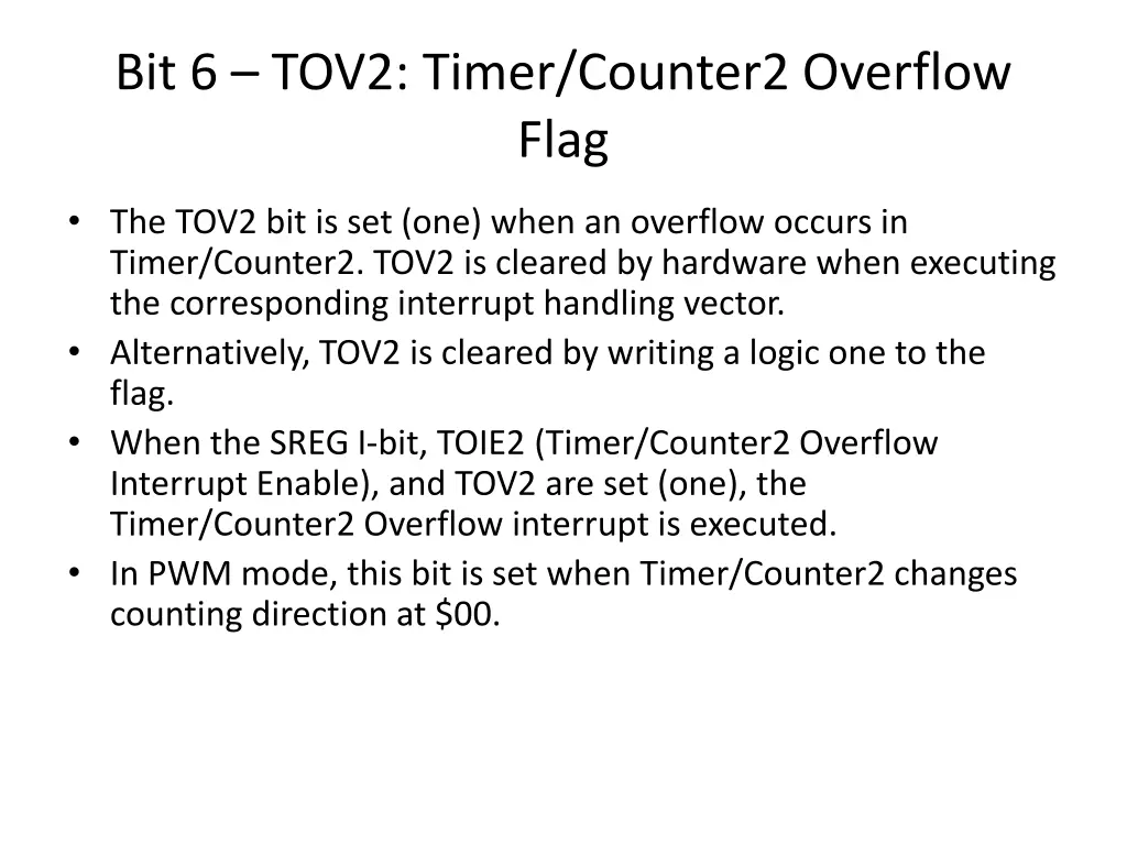 bit 6 tov2 timer counter2 overflow flag