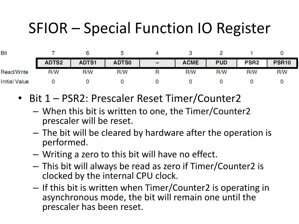 sfior special function io register