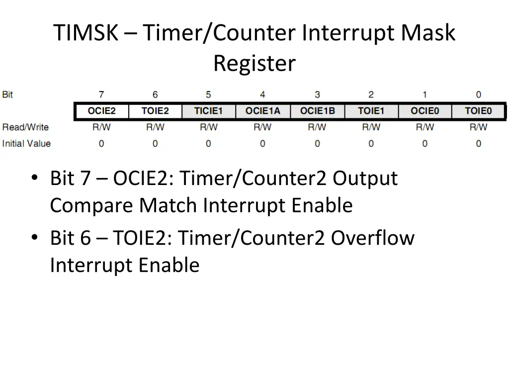 timsk timer counter interrupt mask register