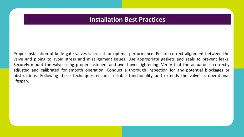 installation best practices