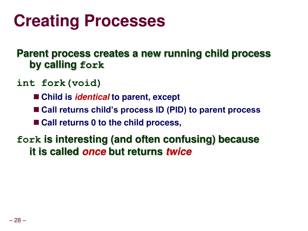 creating processes