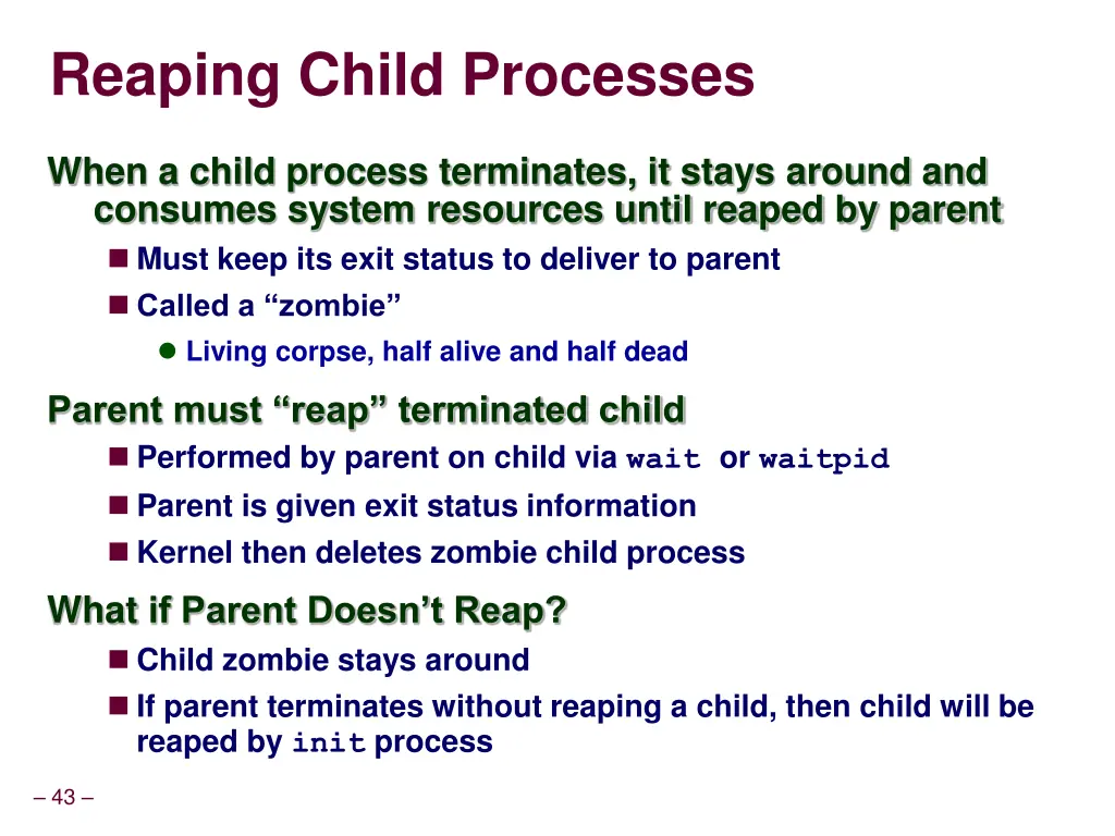 reaping child processes