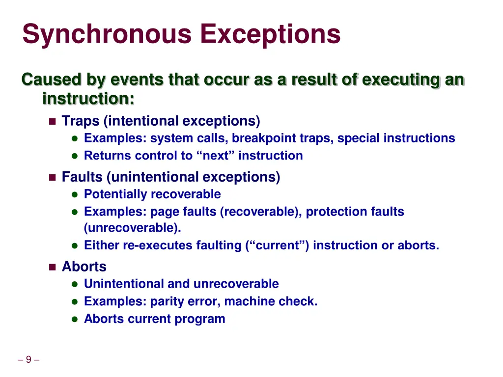 synchronous exceptions