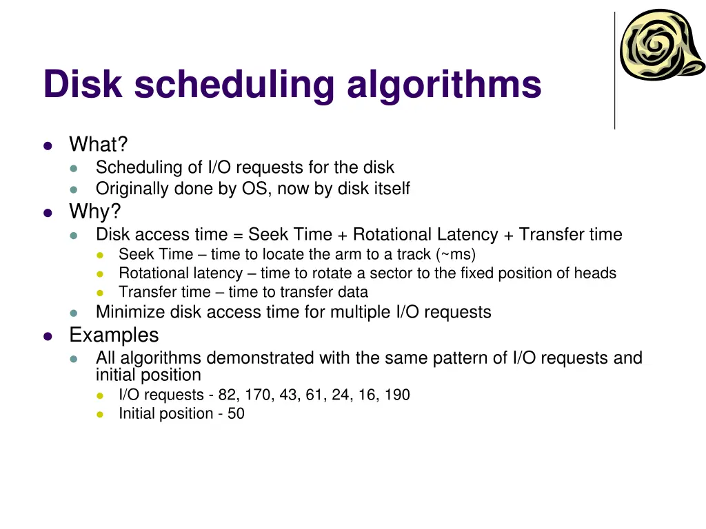 disk scheduling algorithms