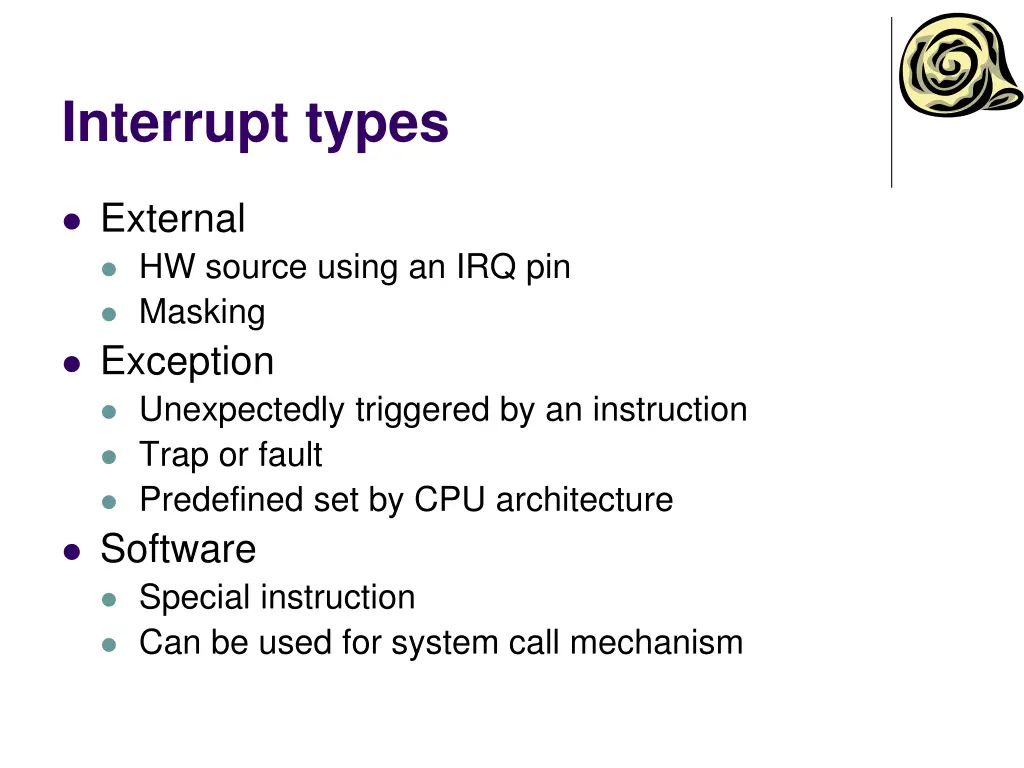 interrupt types