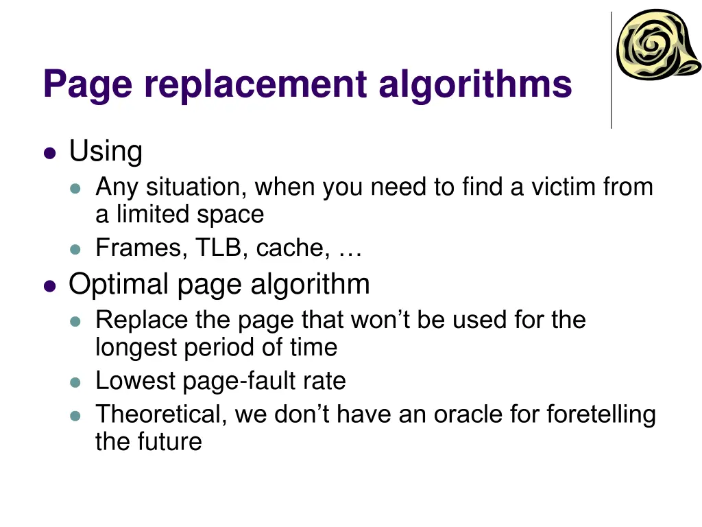 page replacement algorithms