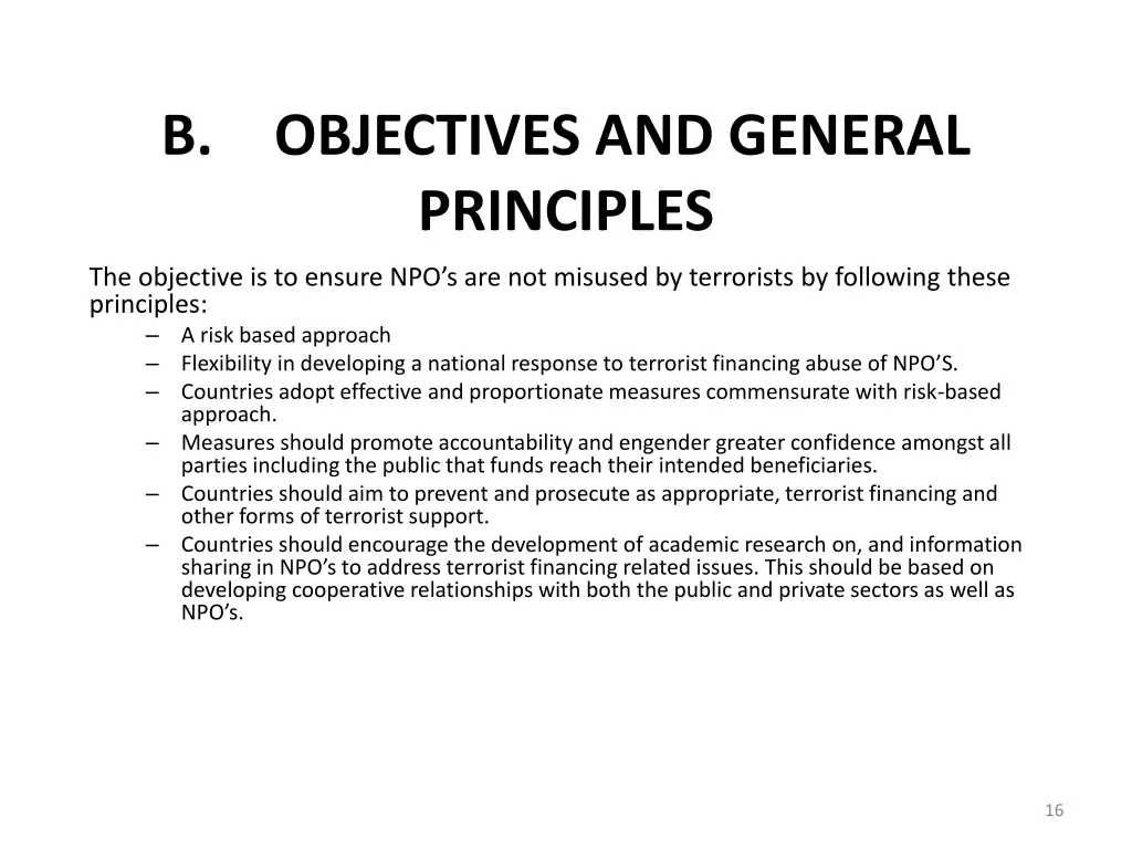 b objectives and general principles