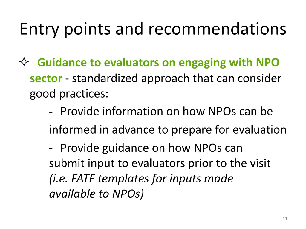 entry points and recommendations 2