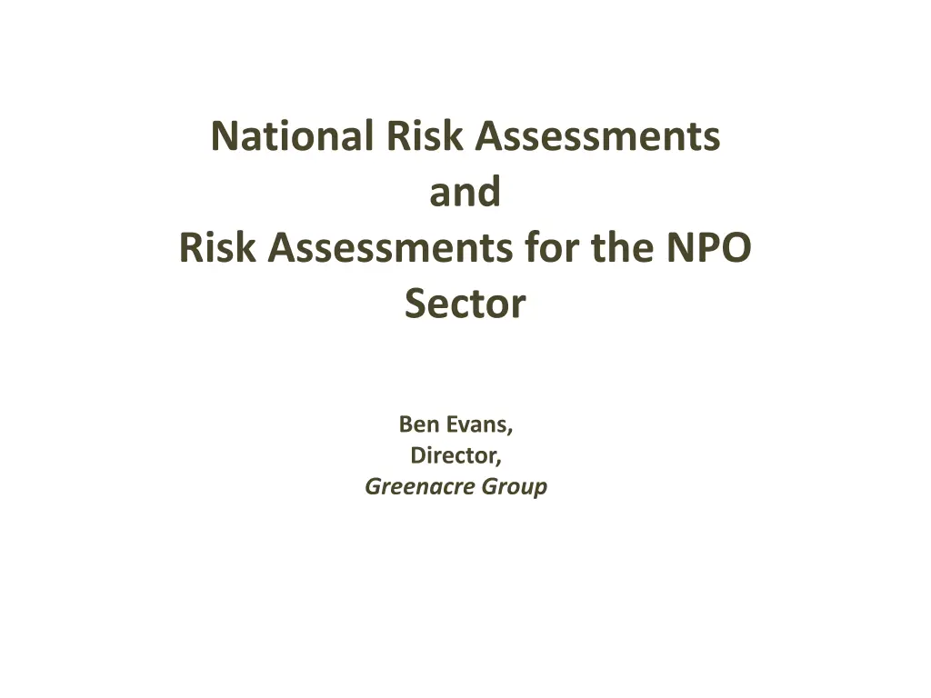 national risk assessments and risk assessments