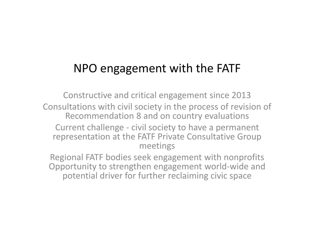 npo engagement with the fatf