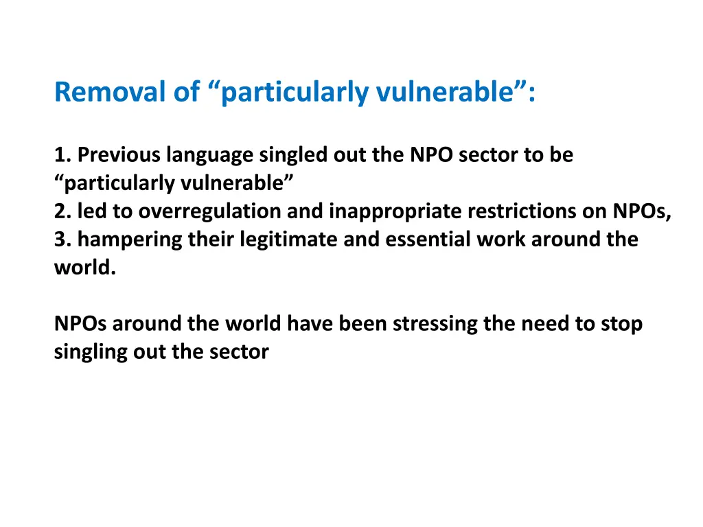 removal of particularly vulnerable