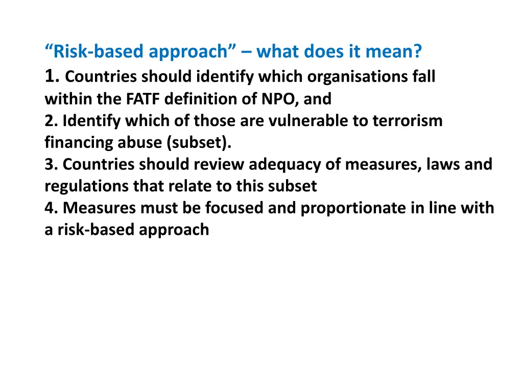 risk based approach what does it mean 1 countries