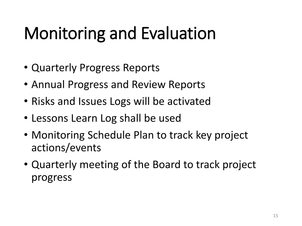 monitoring and evaluation monitoring