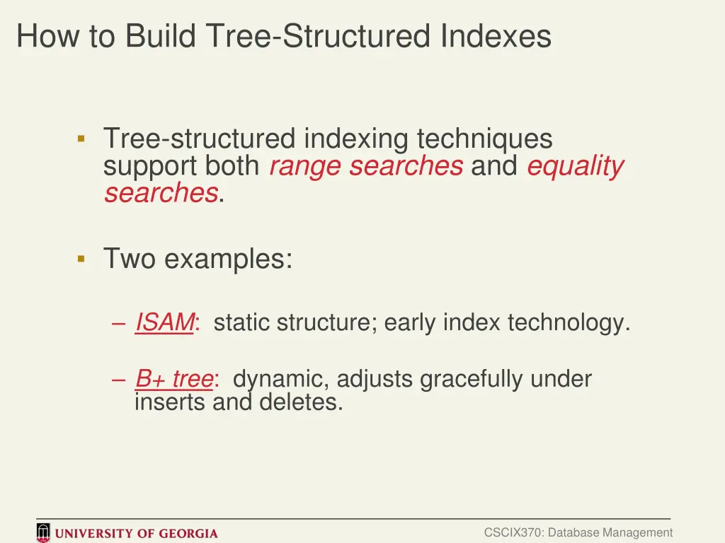 how to build tree structured indexes