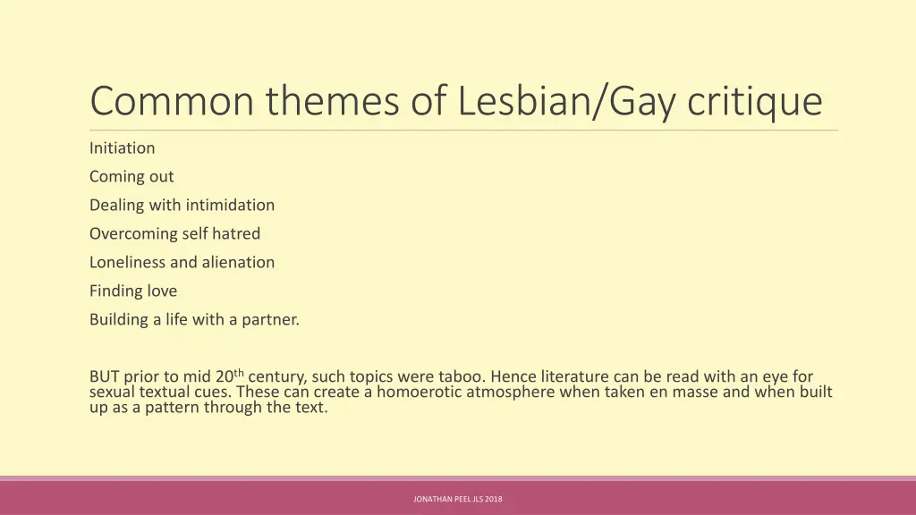 common themes of lesbian gay critique