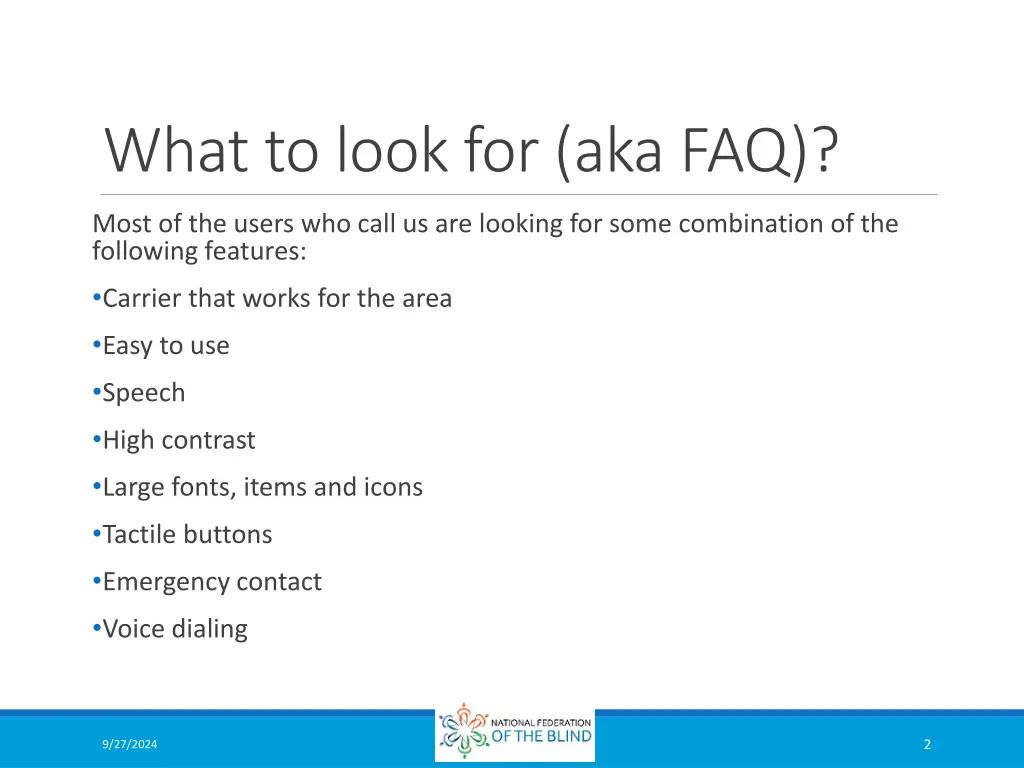 what to look for aka faq